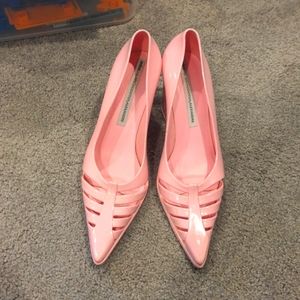 Super cute pink pointy platform jelly shoes